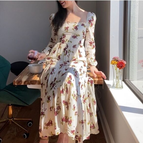 Reformation Kellie Maxi Cream Dress Grape Size 4 - Picture 6 of 12